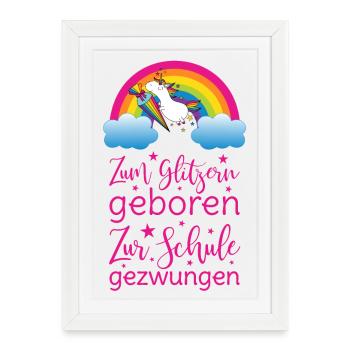 Licorne née à Sparkle forcée d’aller à l’école - Affiche encadrée (27 × 37 cm) - blanc - Devant