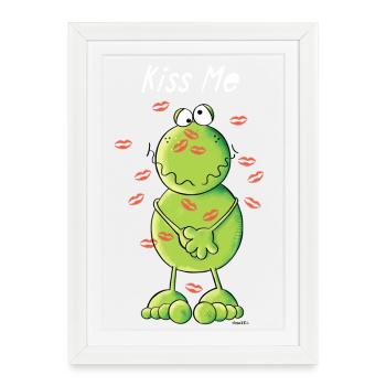 Kiss Me Frog - Framed poster (27 × 37 cm) - white - Front