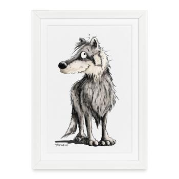 Drôle Loup I Bande Dessinée Chien I Loups - Affiche encadrée (27 × 37 cm) - blanc - Devant