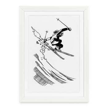 ski - Affiche encadrée (27 × 37 cm) - blanc - Devant