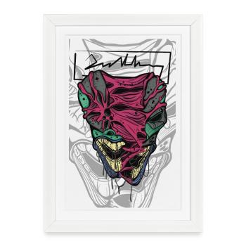 Visage de masque coloré et déformé - Affiche encadrée (27 × 37 cm) - blanc - Devant