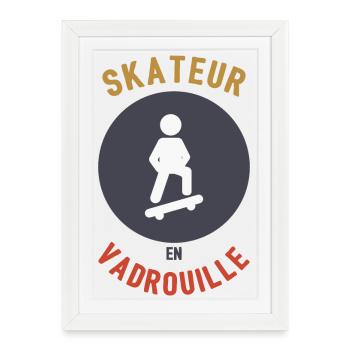 Skateboarder in Mop - Framed poster (27 × 37 cm) - white - Front