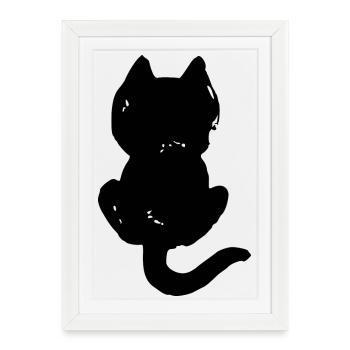 Cat cool silhouette - Framed poster (27 × 37 cm) - white - Front