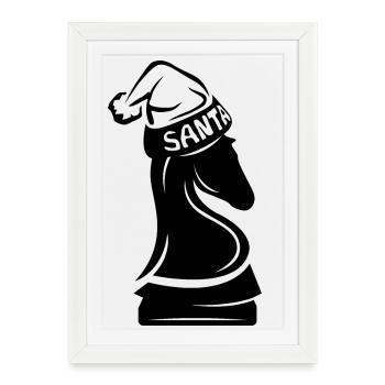 Icône du logo du symbole du cheval d’échecs Illustration graphique - Affiche encadrée (27 × 37 cm) - blanc - Devant