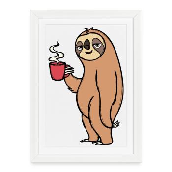 Tired Animal Lazy Sloth Late Riser Jungle - Framed poster (27 × 37 cm) - white - Front