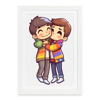 Two boys pride | LGBTQ+ Community - Framed poster (27 × 37 cm) - white - Front