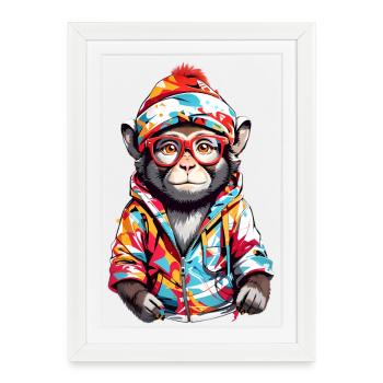 Cool monkey - Framed poster (27 × 37 cm) - white - Front