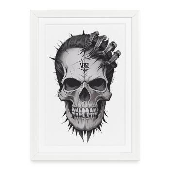 Crâne cool - Affiche encadrée (27 × 37 cm) - blanc - Devant