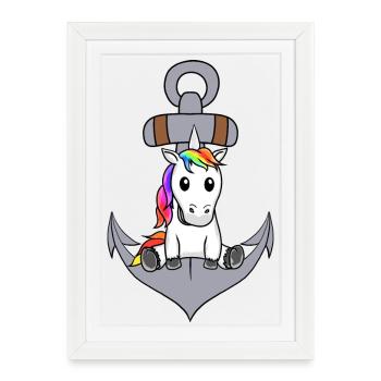 Anchor Unicorn Maritime Mythical Creature Sailor Ahoy - Framed poster (27 × 37 cm) - white - Front