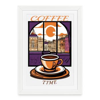 L’heure du café - Affiche encadrée (27 × 37 cm) - blanc - Devant