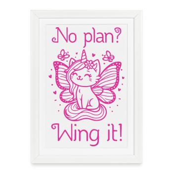 Pas de plan aile Chat licorne ailé - Affiche encadrée (27 × 37 cm) - blanc - Devant