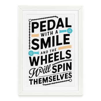 Motif de vélo avec citation inspirante - Affiche encadrée (27 × 37 cm) - blanc - Devant