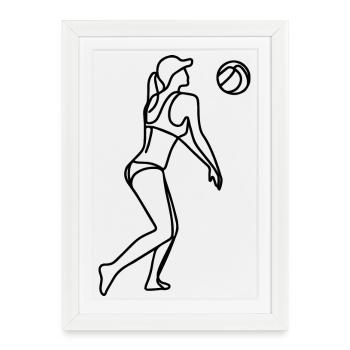 Joueuse de beach-volley filles - Affiche encadrée (27 × 37 cm) - blanc - Devant