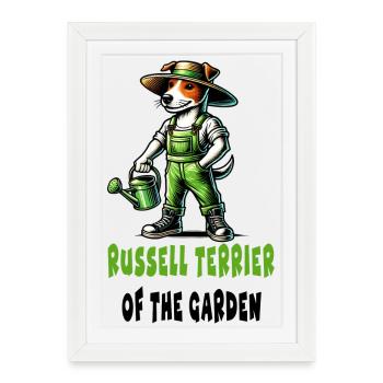Jack Russell Terrier Gardener - Framed poster (27 × 37 cm) - white - Front