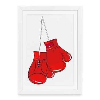 Gants de boxe rouges - symbole de force et d’ combatif - Affiche encadrée (27 × 37 cm) - blanc - Devant