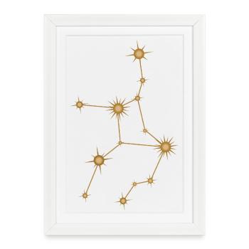 Étoile Constellation Vierge Zodiaque Signe de naissance Doré - Affiche encadrée (27 × 37 cm) - blanc - Devant