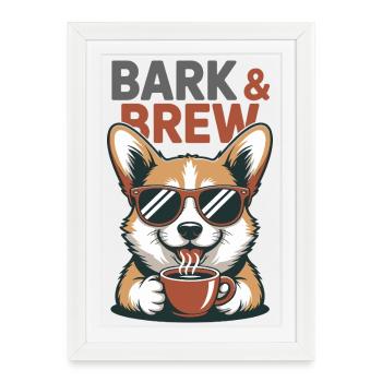 Bark And Brew Coffee Dog - Framed poster (27 × 37 cm) - white - Front