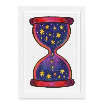 Motif artistique de sablier céleste - Affiche encadrée (27 × 37 cm) - blanc - Devant