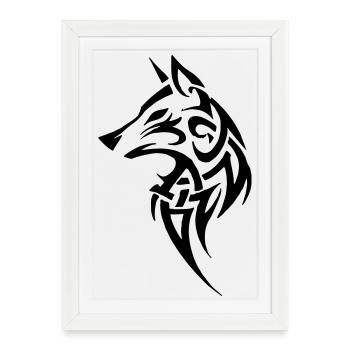 Wolf Tribal - Framed poster (27 × 37 cm) - white - Front