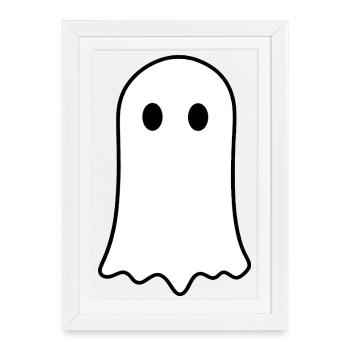Halloween fantôme minimaliste design effrayant - Affiche encadrée (27 × 37 cm) - blanc - Devant