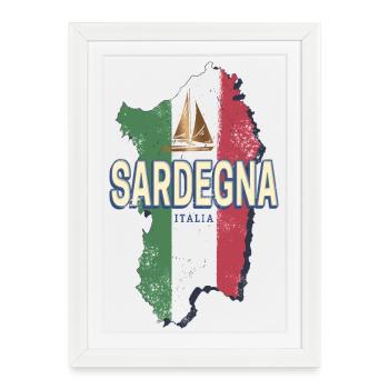 Sardaigne Italie Rétro Région Vintage Souvenir - Affiche encadrée (27 × 37 cm) - blanc - Devant
