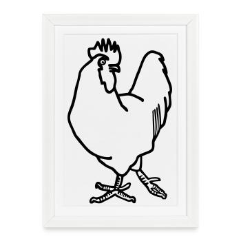 Coq - Affiche encadrée (27 × 37 cm) - blanc - Devant
