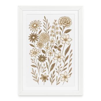 Vintage Floral Boho Cottagecore - Affiche encadrée (27 × 37 cm) - blanc - Devant