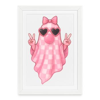 Mignon fantôme rose Halloween Design - Affiche encadrée (27 × 37 cm) - blanc - Devant