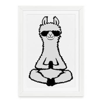 Lunettes de soleil de méditation Lama Cool Zen Relaxed - Affiche encadrée (27 × 37 cm) - blanc - Devant