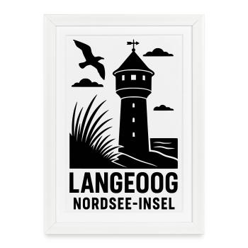 Île de Langeoog - Affiche encadrée (27 × 37 cm) - blanc - Devant