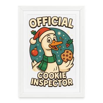 Oie Noël Drôle Père Noël Cookie Officiel - Affiche encadrée (27 × 37 cm) - blanc - Devant