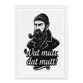 Pipe barbue Vintage disant Illustration - Affiche encadrée (27 × 37 cm) - blanc - Devant