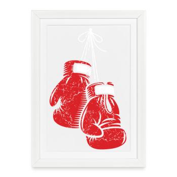 Vintage Boxhandschuhe Design  - Gerahmtes Poster (27 × 37 cm) - Weiß - Vorne