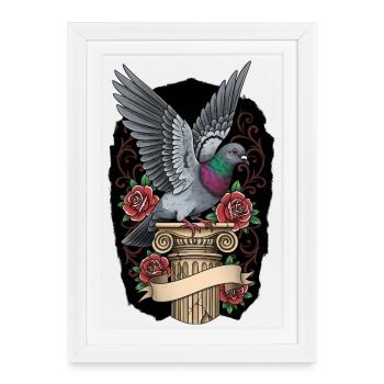 Taubenzüchter Geschenk Taubenflüsterer Süß - Gerahmtes Poster (27 × 37 cm) - Weiß - Vorne
