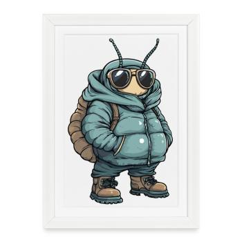 Berger allemand Hiver frais - Affiche encadrée (27 × 37 cm) - blanc - Devant