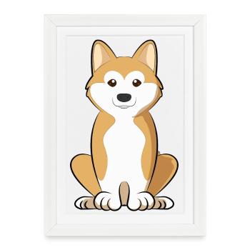 Akita Inu Chien Maman Fière Japonaise Akita Lover - Affiche encadrée (27 × 37 cm) - blanc - Devant