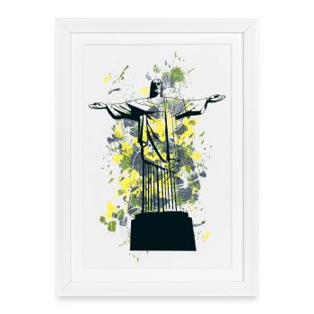Rio Christ Statue – Cristo – Urban Splash Art - Affiche encadrée (27 × 37 cm) - blanc - Devant