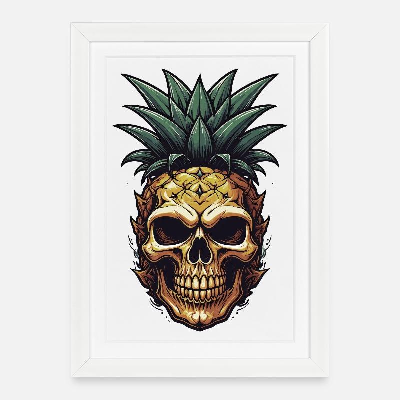 Tropical Pineapple Skull - Framed poster (27 × 37 cm) - white