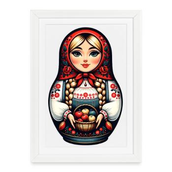 Matriochka en russe Matriochka Poupée Russe - Affiche encadrée (27 × 37 cm) - blanc - Devant