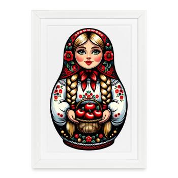 Matriochka en russe Matriochka Poupée Russe - Affiche encadrée (27 × 37 cm) - blanc - Devant
