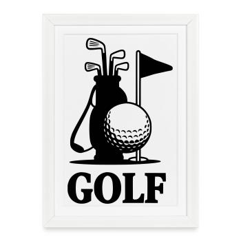 Golf lettering with golf equipment - Framed poster (27 × 37 cm) - white - Front