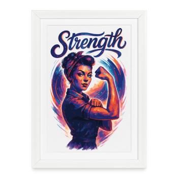 Strength Strong Woman Rockabilly Girl Power Gift - Framed poster (27 × 37 cm) - white - Front