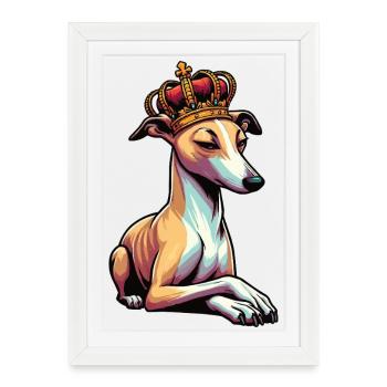 Whippet Greyhound Whippets Propriétaire de lévrier - Affiche encadrée (27 × 37 cm) - blanc - Devant