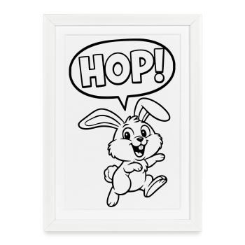 HOP! Bunny Jumping Outline Comic - Framed poster (27 × 37 cm) - white - Front