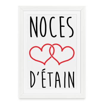 Noces d'Étain 10 ans de mariage - Affiche encadrée (27 × 37 cm) - blanc - Devant