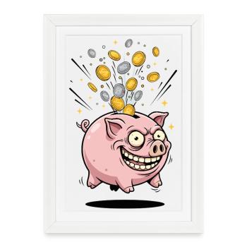 Pluie de pièces de tirelire - Affiche encadrée (27 × 37 cm) - blanc - Devant