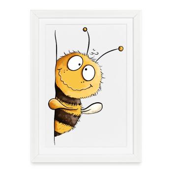 Abeille Espiègle Coucou - Affiche encadrée (27 × 37 cm) - blanc - Devant