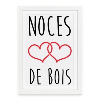 Noces de bois – 5 ans de mariage - Affiche encadrée (27 × 37 cm) - blanc - Devant