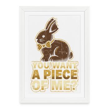 Lapin avec nœud papillon – Tu veux un morceau de moi - Affiche encadrée (27 × 37 cm) - blanc - Devant