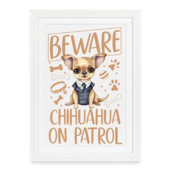 Chihuahua Chihuahueño Beware - Framed poster (27 × 37 cm) - white - Front